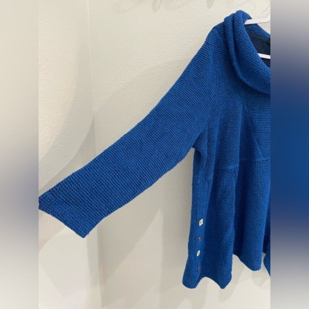 Ali Miles Cowl Neck Chunky Knit Sweater in Bright Blue - Picture 2 of 7